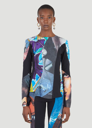Rave Review Nala Upcycled Space Cartoon Top Black rav0246002