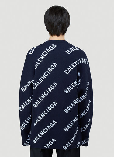 Balenciaga Intarsia-Logo Sweater Blue bal0143013