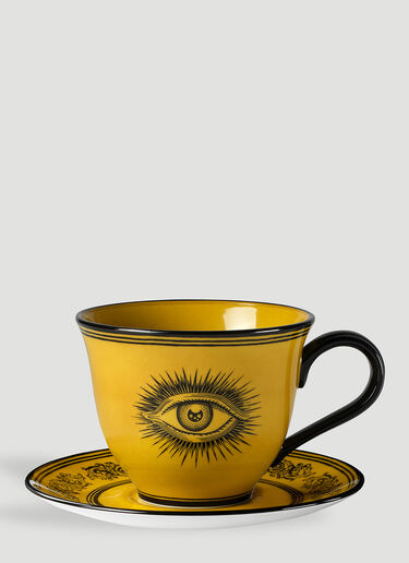 Gucci Set of Two Star Eye Coffee Cups with Saucers Yellow wps0690089