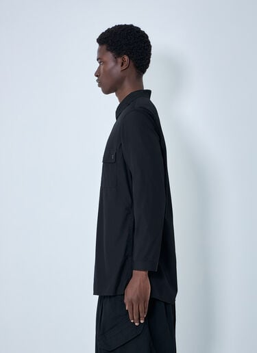 Yohji Yamamoto Chain Stitch Broad Zip Open Blouse Black yoy0164001