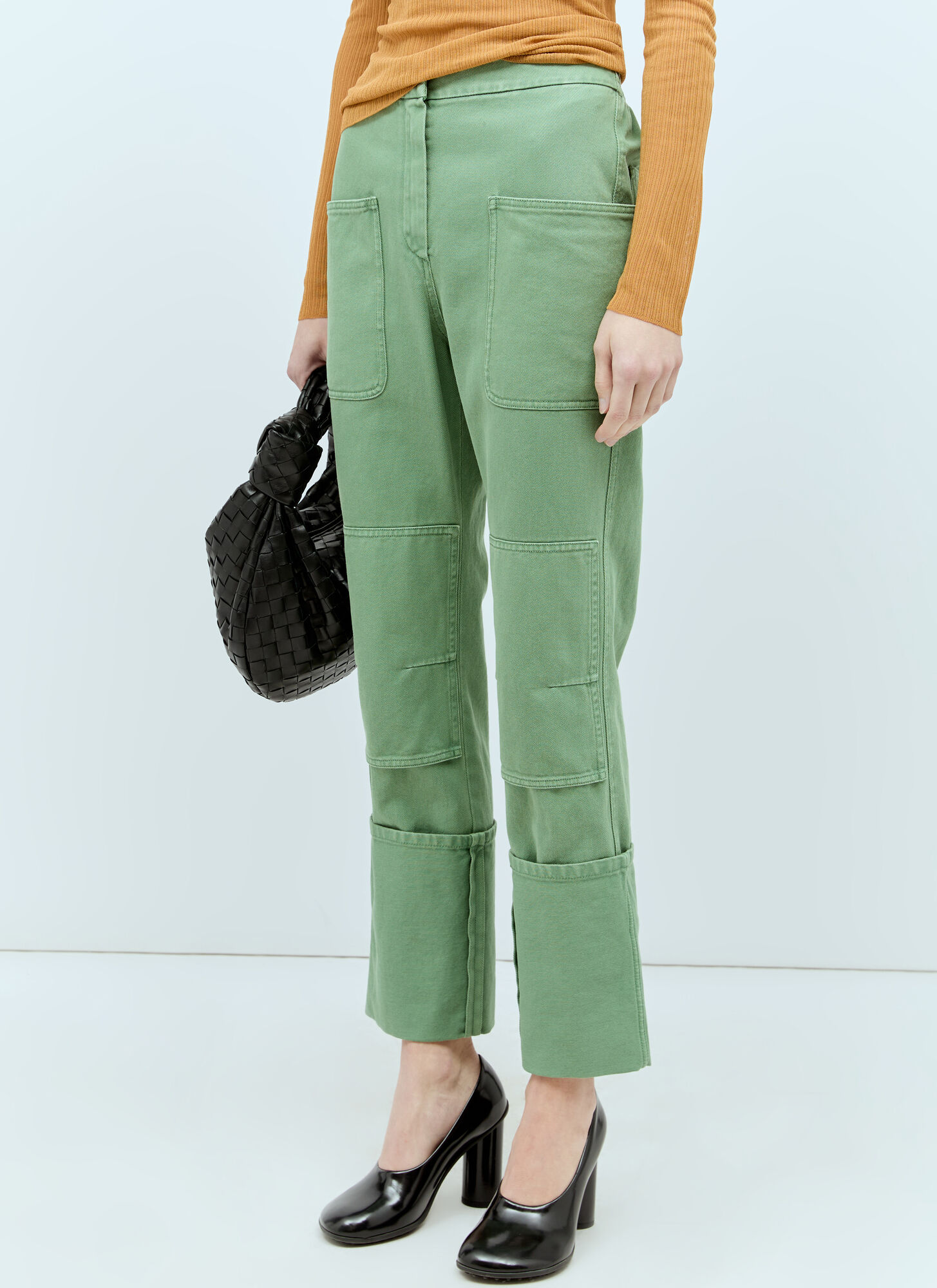 Shop Max Mara Cotton Drill Pants In Green