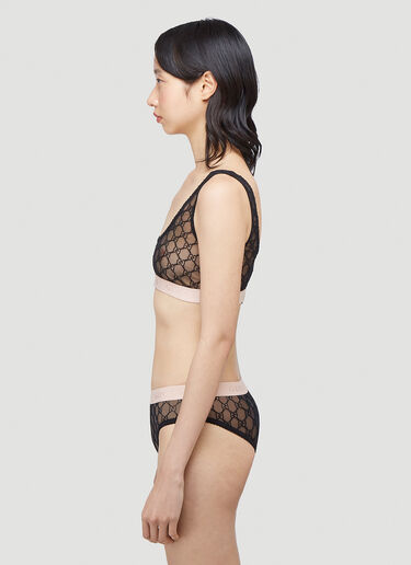 Gucci GG Logo Sheer-Lace Lingerie Set Black guc0240024