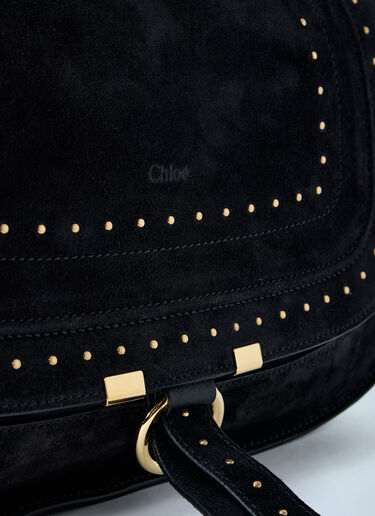 Chloé Marcie Medium Studded Suede Shoulder Bag Black chl0265056
