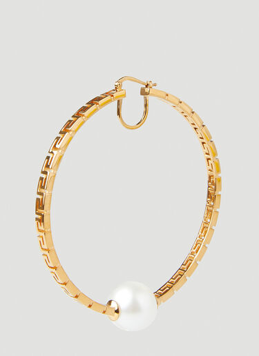 Versace Pearl Greca Hoop Earrings Gold vrs0250025