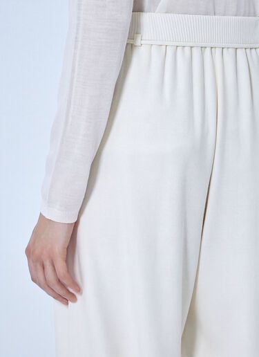 LN-CC® - Max Mara: Drawstring Wide-Leg Trousers - White Max Mara Drawstring Wide-Leg Trousers White max0266050
