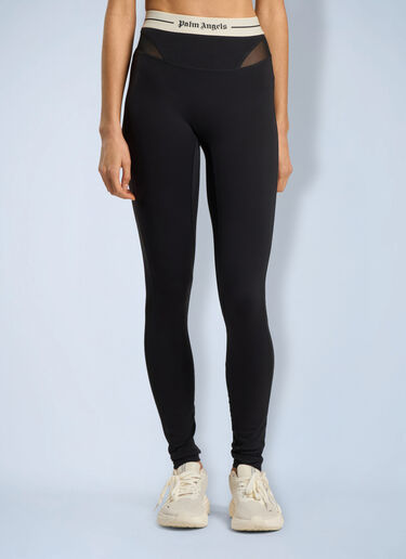 LN-CC® - Palm Angels: Logo Mix Layer Active Leggings - Black Palm Angels Logo Mix Layer Active Leggings Black pma0266228