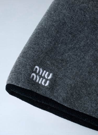 Logo Motif Fleece Hood Miu Miu Logo Motif Fleece Hood Grey miu0262008