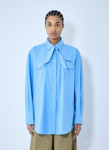 Miu Miu Poplin Shirt With Scarf Blue miu0360001