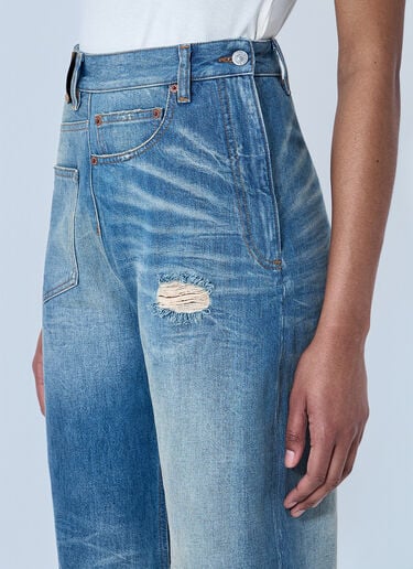 MM6 Maison Margiela Wide-Leg Distressed Denim Jeans Blue mmm0264060