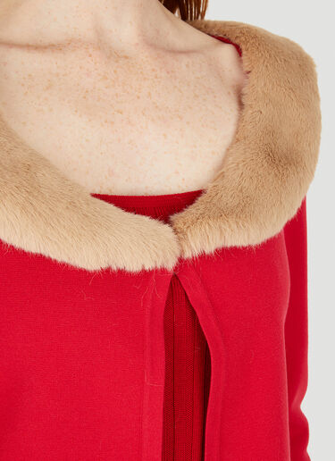 Blumarine Faux Fur Cropped Cardigan Red blm0249011