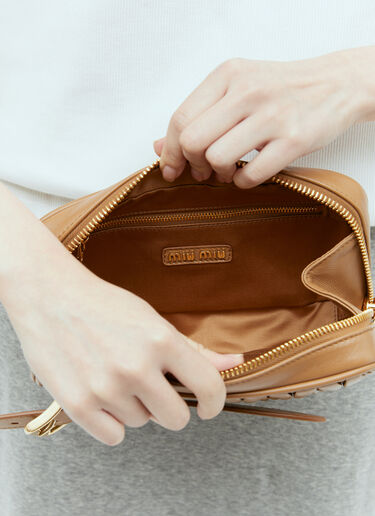 Miu Miu Matelassé Nappa Leather Clutch Camel miu0254057