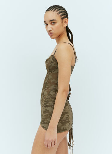 SAVAGE X DIESEL Camo-Lace-Corset Slip Top Brown dsf0258008