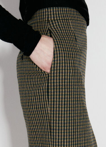 Saint Laurent Wool-Blend Checked Midi Skirt Brown sla0254125