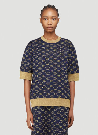 Gucci Interlocking G Metallic-Knit Sweater Blue guc0239022