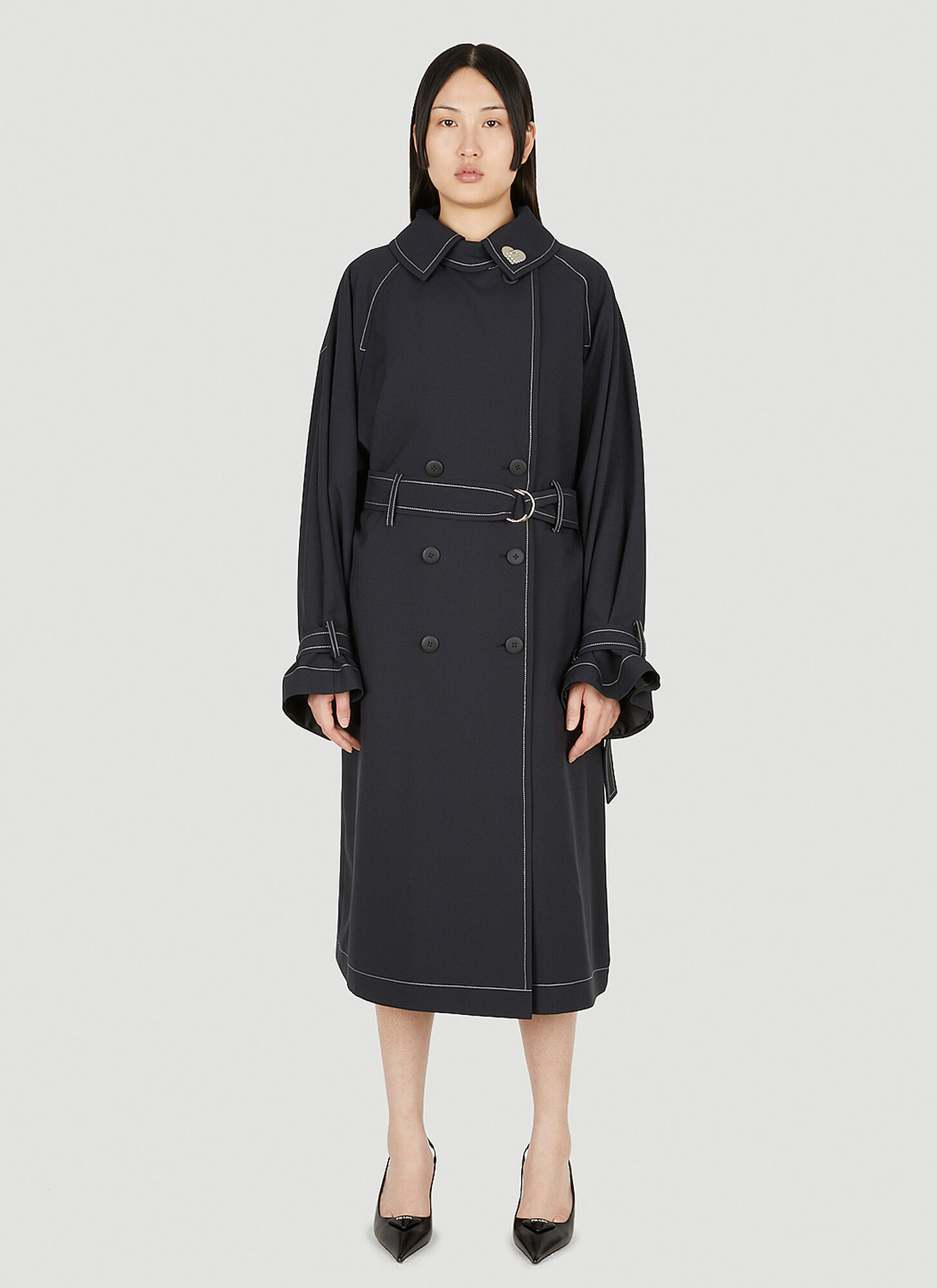 Ester Manas Oversize Trench Coat In Black