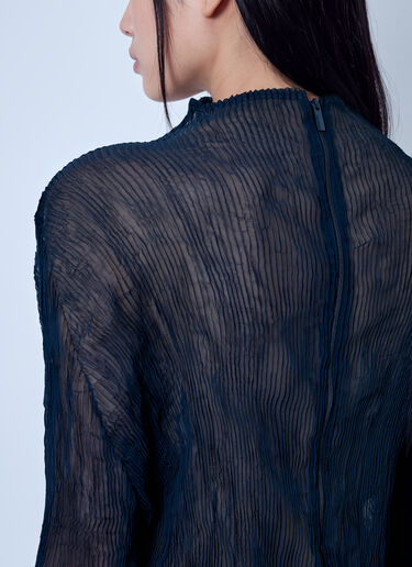 LN-CC® - Issey Miyake: Sheer Long Sleeve Top - Navy Issey Miyake Sheer Long Sleeve Top Navy ism0265008