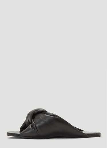 Balenciaga Drapy Leather Slides Black bal0243038