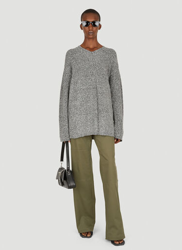 Dion Lee Marled Boucle V-Neck Sweater Grey dle0349006
