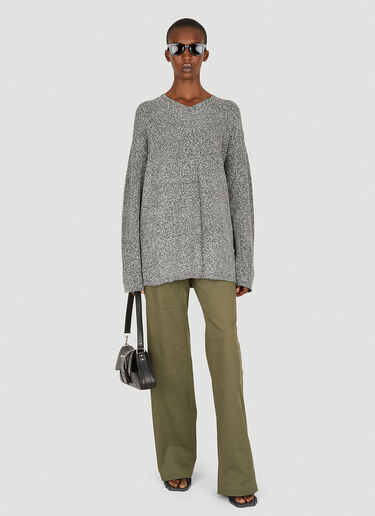 Marled Boucle V-Neck Sweater Dion Lee Marled Boucle V-Neck Sweater Grey dle0349006