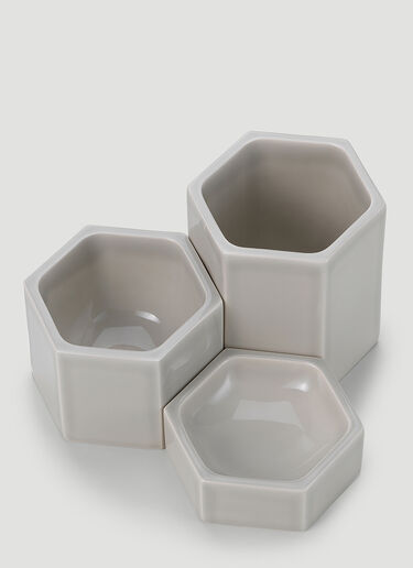 Vitra Set Of Three Hexagonal Containers Grey wps0644796