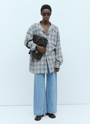 Maison Margiela Oversized Wool Check Shirt Blue mla0153009