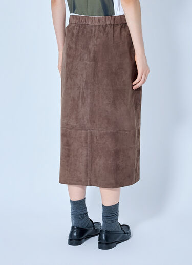 LN-CC® - Max Mara: Suede Midi Skirt - Brown Max Mara Suede Midi Skirt Brown max0265210