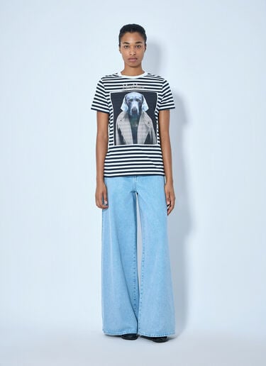 LN-CC® - Max Mara: Striped Graphic T-Shirt - Navy Max Mara Striped Graphic T-Shirt Navy max0265011