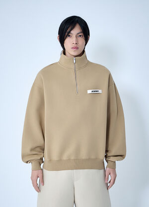 Jacquemus Le Camionneur Gros Grain Zip Sweatshirt Beige jac0164026