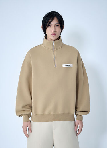 Jacquemus Le Camionneur Gros Grain Zip Sweatshirt Beige jac0164026