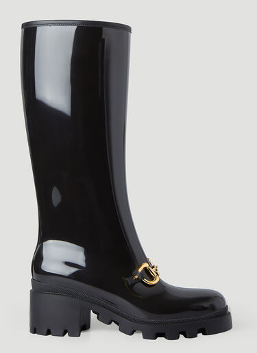 Gucci Knee High Horsebit Rain Boots Black guc0245072