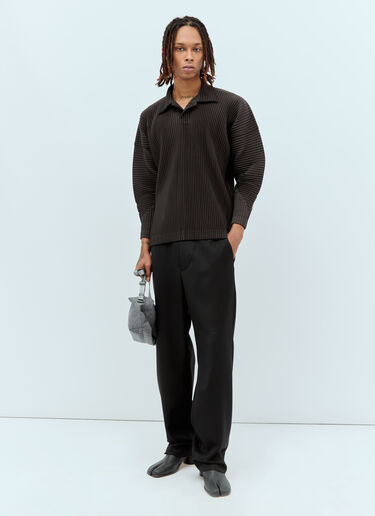 Homme Plissé Issey Miyake Monthly Colors: January Pleated Polo Shirt Grey hmp0156006