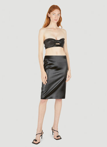 Saint Laurent Satin Pencil Skirt Black sla0247026