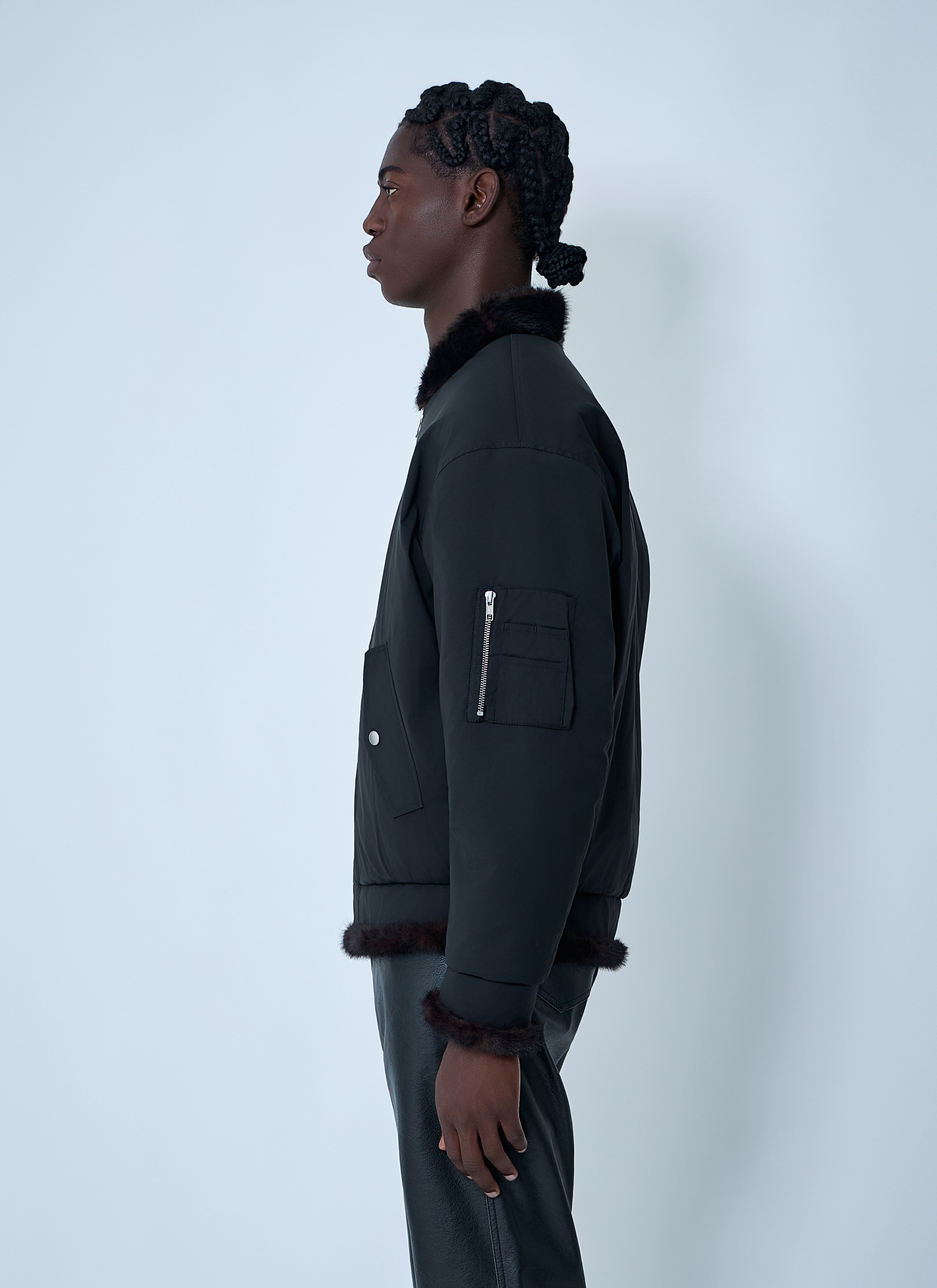 MM6 Maison Margiela Men's' Bomber Jacket With Faux Shearling Trim