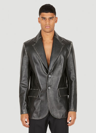 MM6 Maison Margiela Worn Leather Blazer Black mmm0149003