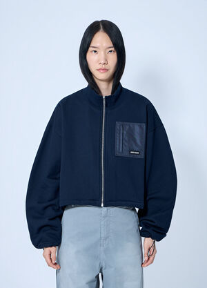 Miu Miu Zip Fleece Sweatshirt Blue miu0264221