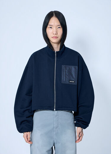 LN-CC® - Miu Miu: Zip Fleece Sweatshirt - Blue Miu Miu Zip Fleece Sweatshirt Blue miu0264221