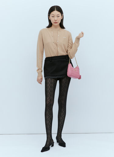 Logo Embroidery Cashmere Cardigan Miu Miu Logo Embroidery Cashmere Cardigan Beige miu0254002