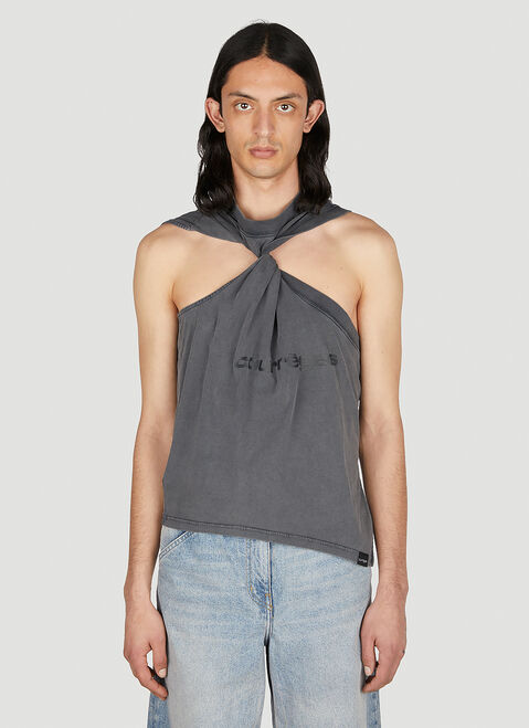 Courrèges ツイストロゴプリントタンクトップ ホワイト cou0152010