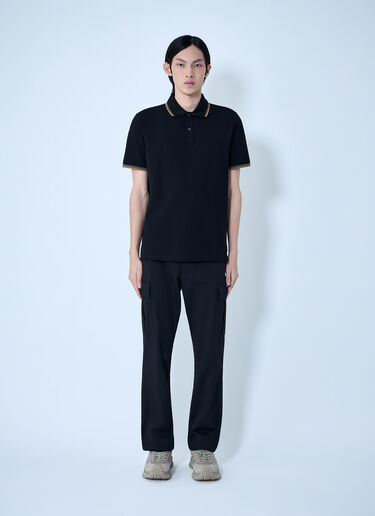 Moncler Polo Shirt with Ribbed Trims Black mon0164025