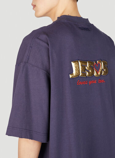 VETEMENTS Jesus Loves Me T-Shirt Navy vet0151012
