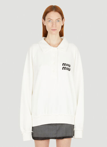 Miu Miu ディストレス ロゴスウェットシャツ ホワイト miu0251001