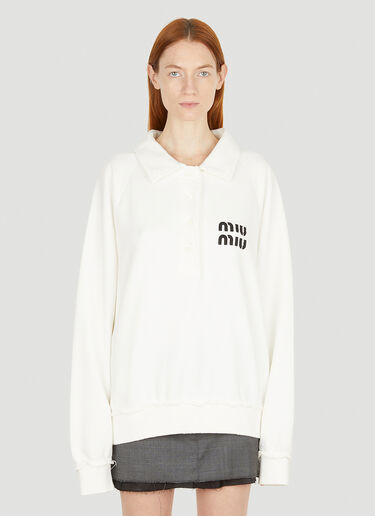 Distressed Logo Sweatshirt Miu Miu Distressed Logo Sweatshirt White miu0251001