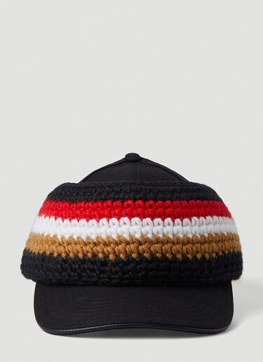 Burberry Knitted Panel Baseball Cap Black bur0348003
