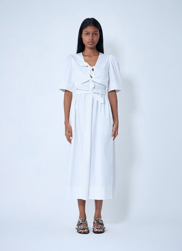 GANNI Tie-Strap Dress White gan0263030