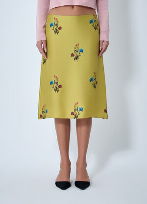 Marni Printed Silk Skirt Yellow mni0262003