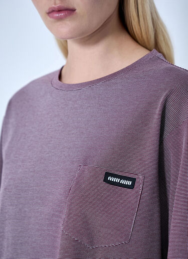 Miu Miu Jacquard Jersey T-Shirt Burgundy miu0264104