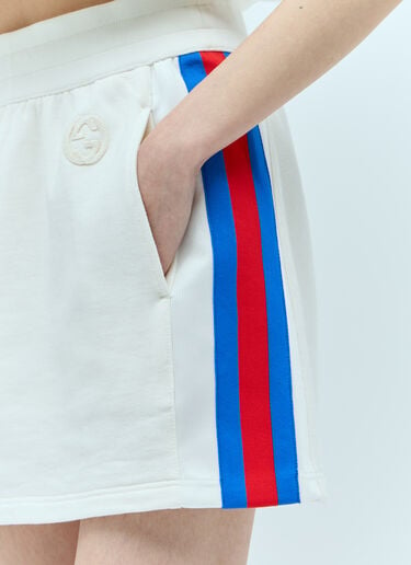 Gucci 织带条纹平纹针织迷你半裙  白色 guc0255122