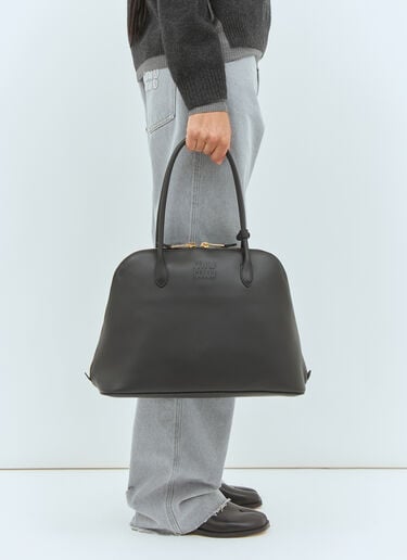 Miu Miu Logo Embossed Leather Handbag Black miu0258050