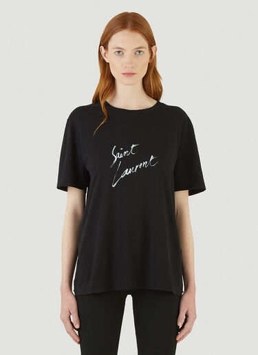 Saint Laurent Logo T-Shirt Black sla0244052