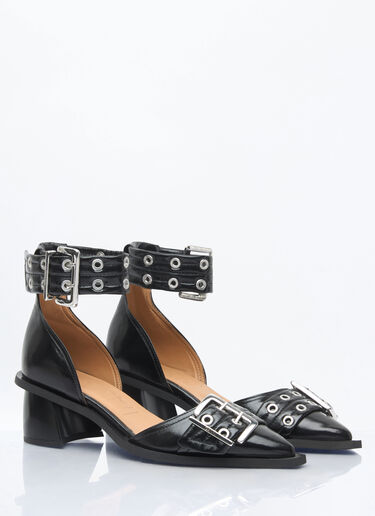 Ganni Feminine Buckle Open Cut Pumps Black gan0258053